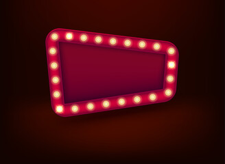 Poster - Red illuminated cinema style frame with copy space