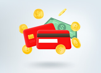 Poster - Cash and digital money. 3d vector illustration