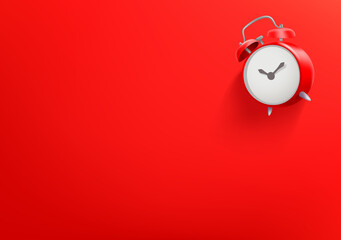 Aufkleber - Vector wallpaper with red clock. 3d vector background with copy space