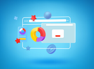 Poster - Business finance digital report concept. 3d vector illustration