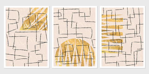 Wall Mural - abstract art background or poster with simple geometric shapes and lines. contemporary wall decorati