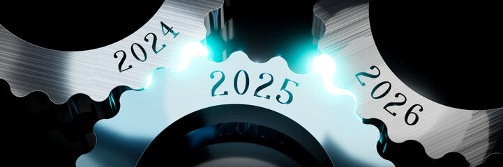 Poster - 2024, 2025, 2026 - gears concept - 3D illustration