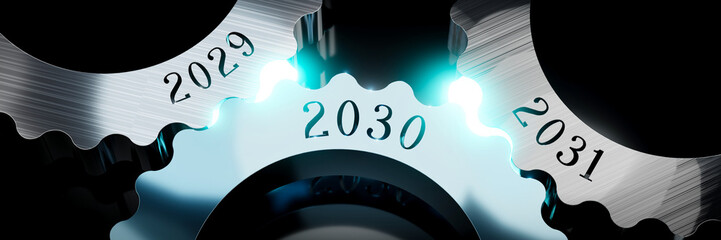 Poster - 2029, 2030, 2031 - gears concept - 3D illustration