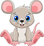 Fototapeta  - Cartoon cute baby mouse sitting