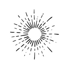 Wall Mural - sunburst, explosion effects, vintage doodle isolated on white background