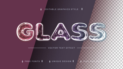 Wall Mural - Glass Realistic - Editable Text Effect, Font Style