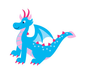 Poster - Cute dragon. Fairytale amphibian. Vector illustration