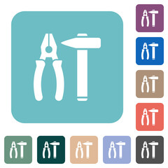 Canvas Print - Hammer and combined pliers rounded square flat icons