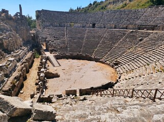 Wall Mural - Ancient theater of Perga. Amphitheater. Ancient city. Turkey. Manavgat. Antalya. Landmarks of Turkey