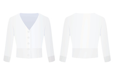 Long sleeve white blouse. vector illustration