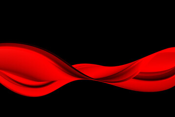 Vector dark abstract wave background, red wave design.