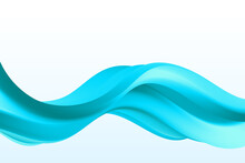 Abstract Vector Background With Smooth Turquoise Waves. Wave Flow On A Light Background.