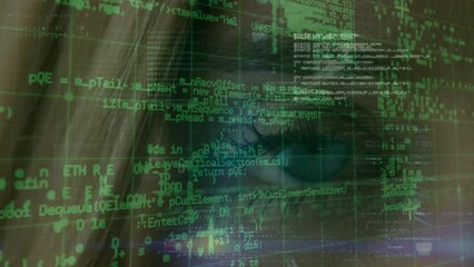 Aufkleber - Animation of data processing over diverse computer data processing in green space