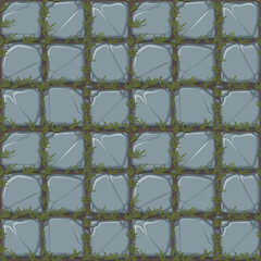 Wall Mural - seamless stonework texture on grass, vector illustration