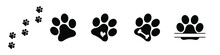 Heart Paw Icon Vector Set. Dog Paw Illustration Sign Collection. Love Dog Symbol.