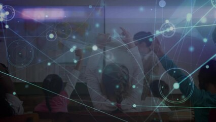 Poster - Animation of network of connection with data processing over diverse pupils in classroom