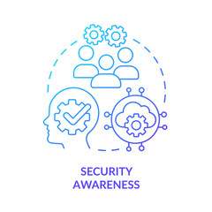 Wall Mural - Security awareness blue gradient concept icon. Cybersecurity risk control abstract idea thin line illustration. Internet-based threats. Isolated outline drawing. Myriad Pro-Bold font used