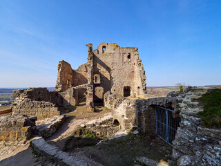 Canvas Print - Burgruine Homburg und Naturschutzgebiet Ruine Homburg,Unterfranken, Franken, Bayern, Deutschland