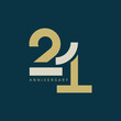 21 Year Anniversary Logo, 21 birthday,  Vector Template Design element for birthday, invitation, wedding, jubilee and greeting card illustration.
