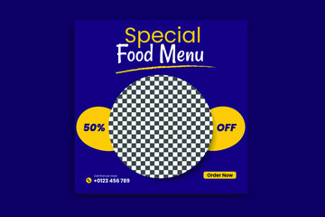 Wall Mural - food social media post restaurant food menu web banner square flyer