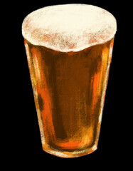 Wall Mural - Cold beer with foam alcohol booze drink hand digital painting illustration