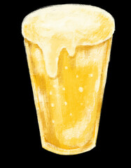 Wall Mural - Cold beer with foam alcohol booze drink hand digital painting illustration