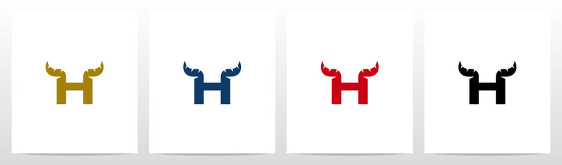 Sticker - Horn On Letter Logo Design H