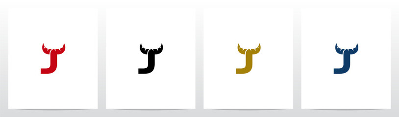 Sticker - Horn On Letter Logo Design J