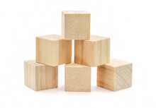 Wooden Geometric Cube Blocks Isolated