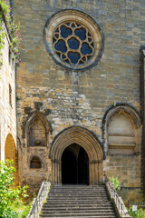 Sticker - view of the Catholic church of Saint-Cyprien in the Dordogne Valley in France