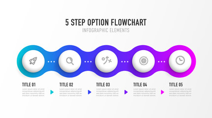 Aufkleber - Timeline infographic design with 5 options or steps. Infographics for business concept. Can be used for presentations workflow layout, banner, process, diagram, flow chart, info graph, annual report.