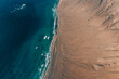 canvas print picture - Famara Beach von oben - Meer und Wüste Drohne