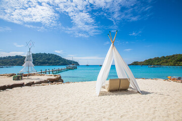 Beautiful beach on the tropical sea at Trad Province, Thailand.