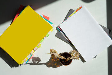 Sticker - notepads and diaries on a white background. business composition.