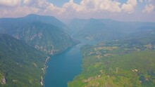 Lake View On Lake Perucac Over Drina Canyon Steep Cliffs And Bosnia Slopes In