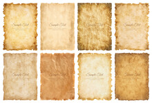 Vector Collection Set Old Parchment Paper Sheet Vintage Aged Or Texture Isolated On White Background