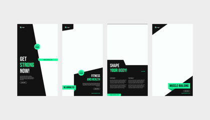 Embark on a journey to achieve a stylish fitness transformation with the captivating Green Highlight Fitness Gym Roll-Up Standee Banner, Flyer, and Social Media Story Template Set. 