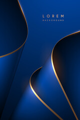 Poster - abstract blue and gold paper background