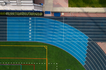 Wall Mural - Track and field start from a drone view