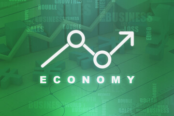 Sticker - 2d rendering Stock market online business concept. business Graph
