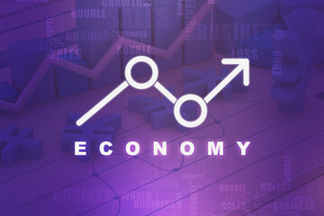 Poster - 2d rendering Stock market online business concept. business Graph
