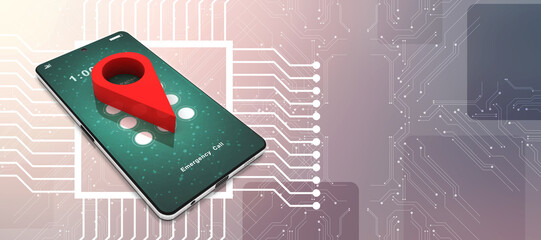 Fototapete - 3d illustration mobile GPS navigation concept
