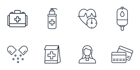 pharmacy icons set . pharmacy pack symbol vector elements for infographic web