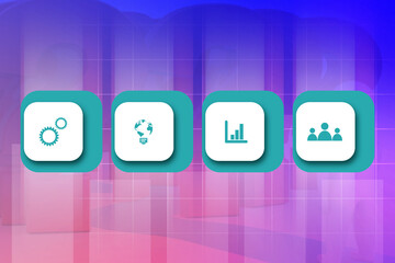 Poster - 2D Digital Abstract Business Networking background
