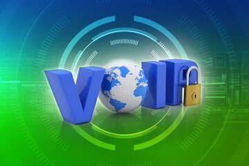 Poster - 3d illustration Voip lock concept
