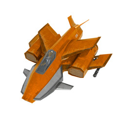 Wall Mural - super sonic space ship in white background bird eye view