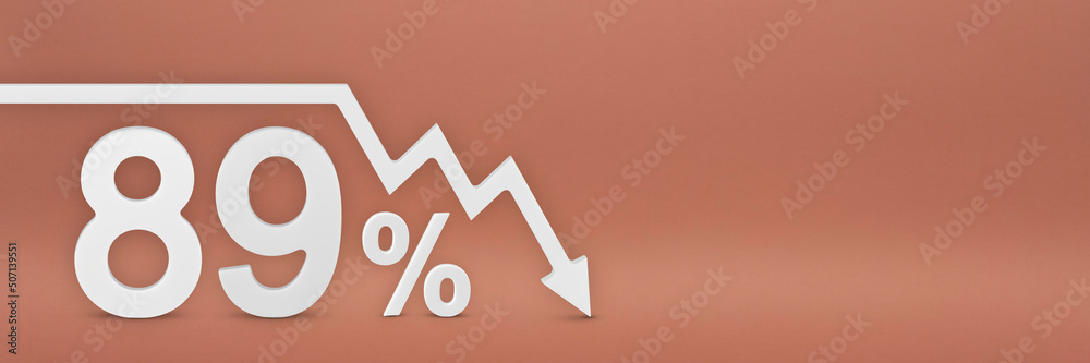 Ilustración de Stock eighty-nine percent, the arrow on the graph is ...