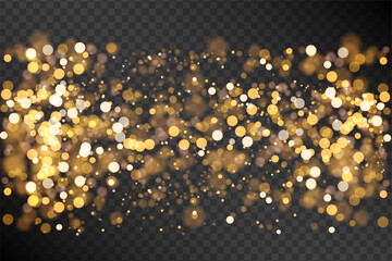 Poster - Golden abstract bokeh on black background. Holiday concept