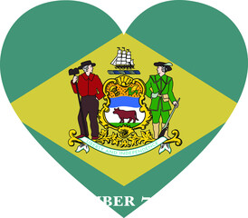 Wall Mural - Flag of US federal state of Delaware within a heart shape