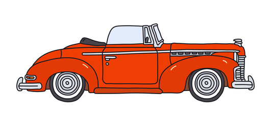 Canvas Print - The vectorized hand drawing of an old red convertible